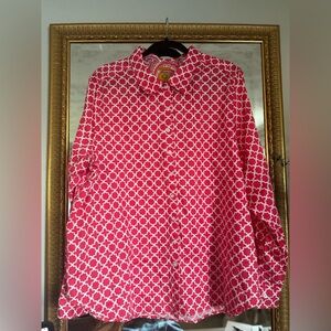 Ruby Rd Pink and White Button Down Shirt